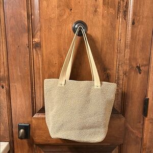 Elegant Tan Woven Tote Bag